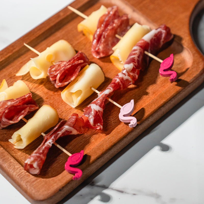 PuTwo Cocktail Picks Handmade Bamboo Toothpicks 100ct 4.7" in Flamingo Decor - Image 5